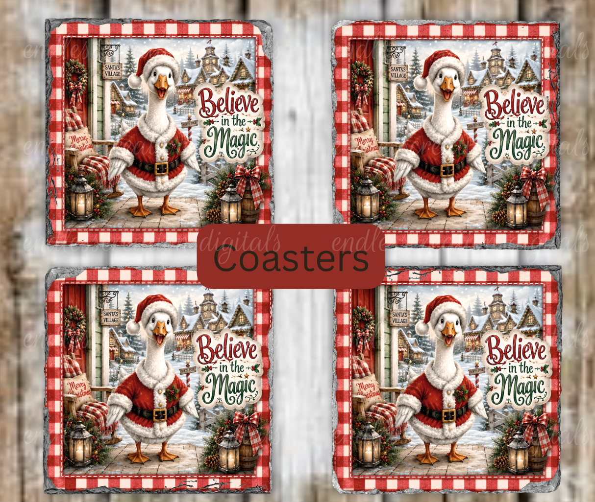 SANTA CHRISTMAS GOOSE ROUND/CLOCK DESIGN BUNDLE OF 5