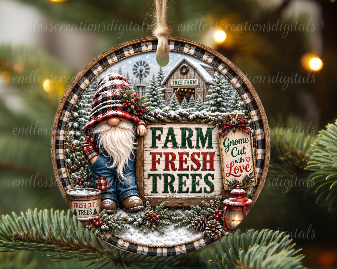 FARM FRESH TREES GNOME ROUND ONLY