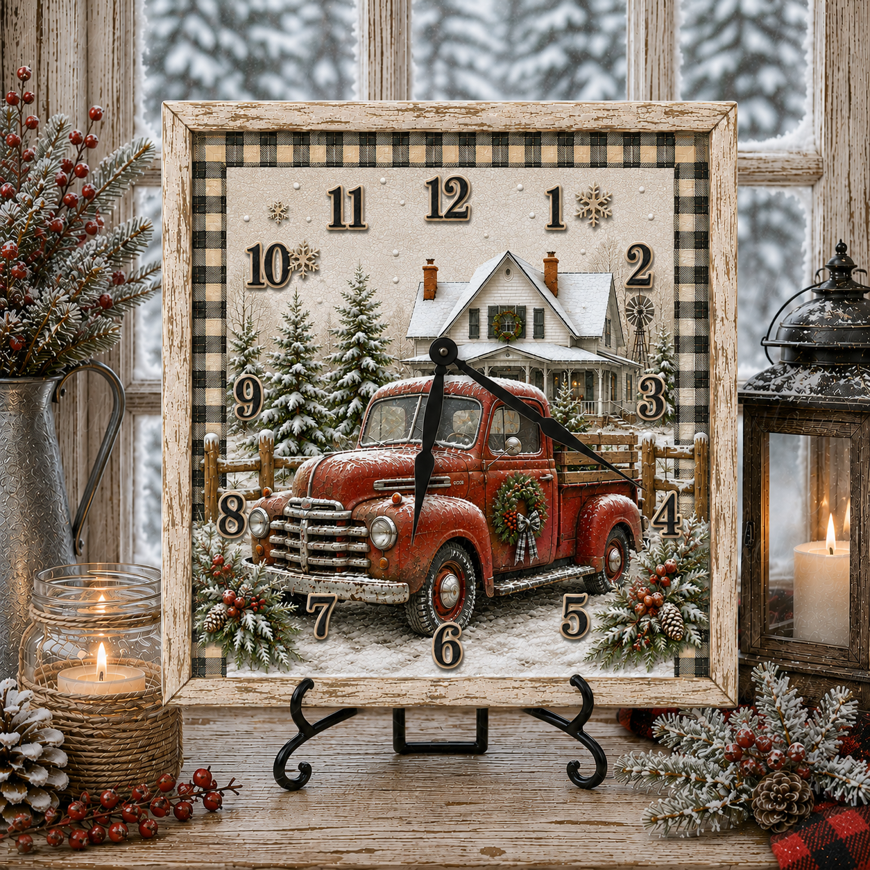 SQUARE RED TRUCK CLOCK DESIGN