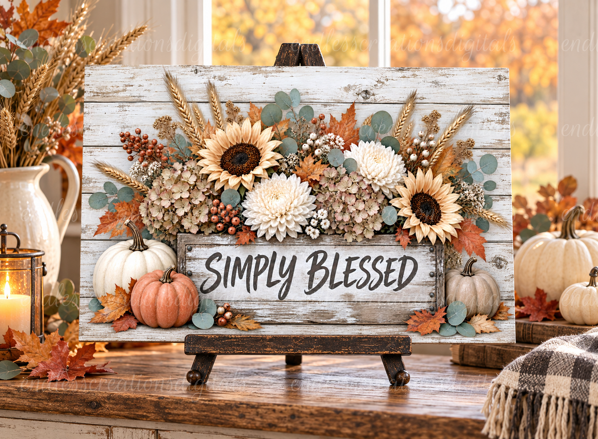 FALL SIMPLY BLESSED CUTTING BOARD/SLATE DESIGN