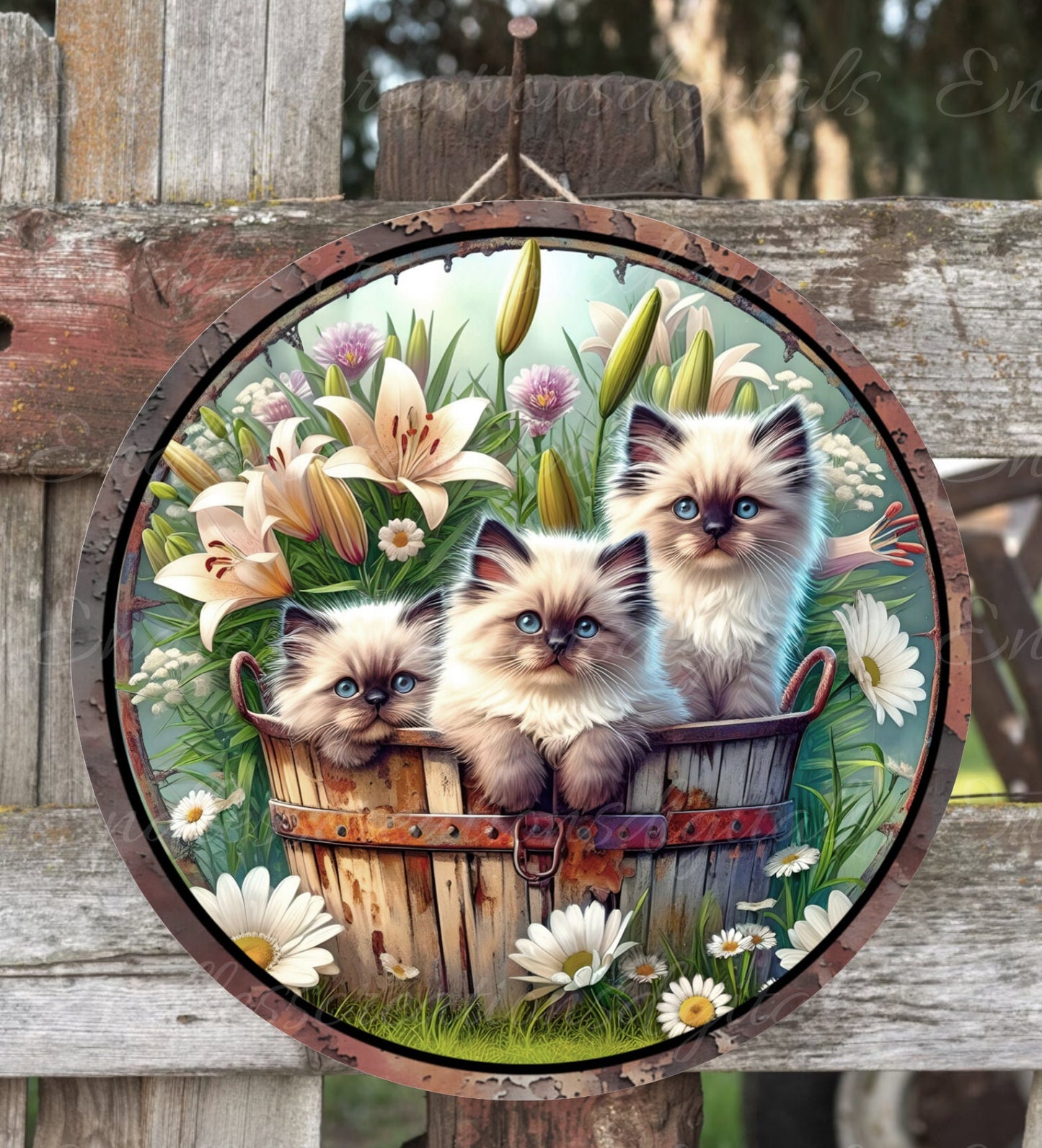 KITTEN SUBLIMATION door hanger, wreath sign png, for sublimation high resolution
