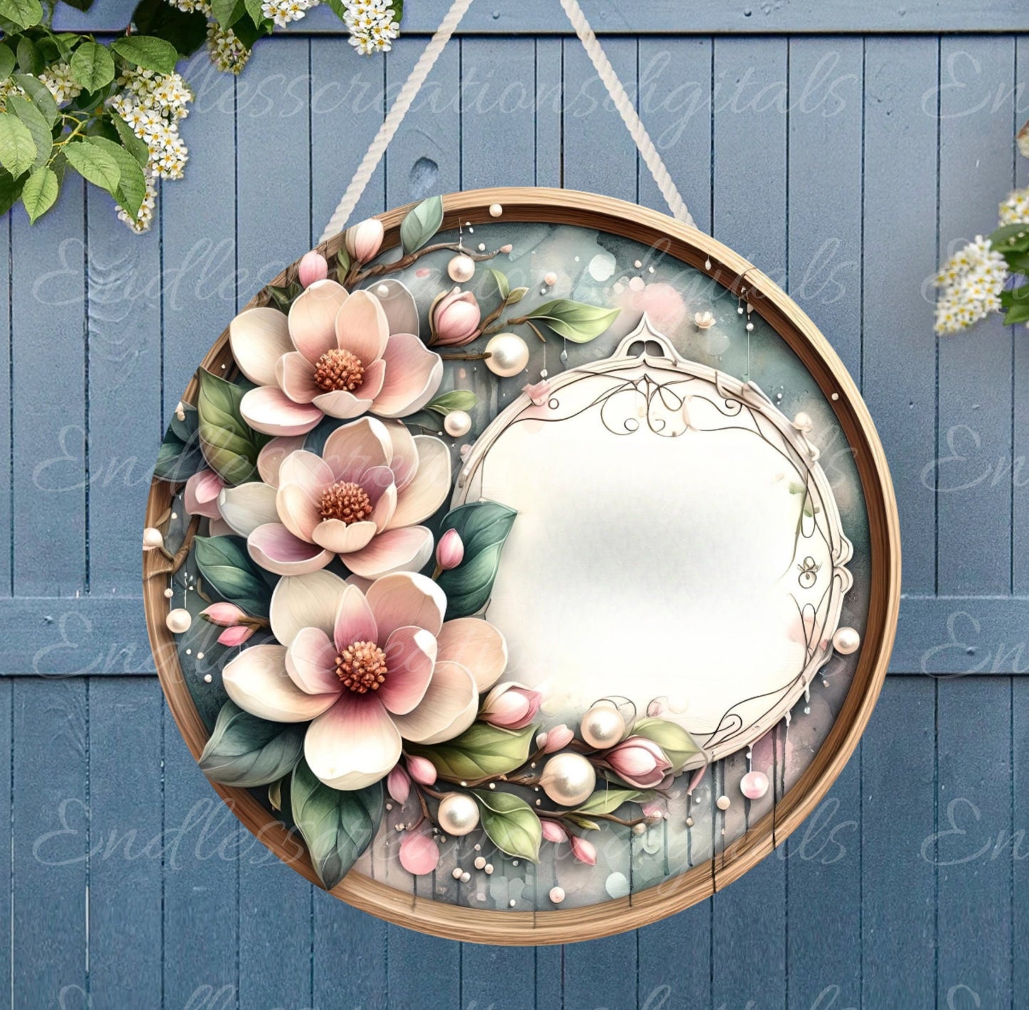 WELCOME MAGNOLIA DOOR hanger, wreath sign png, for sublimation high resolution, 2 files for download, 1 add your own text