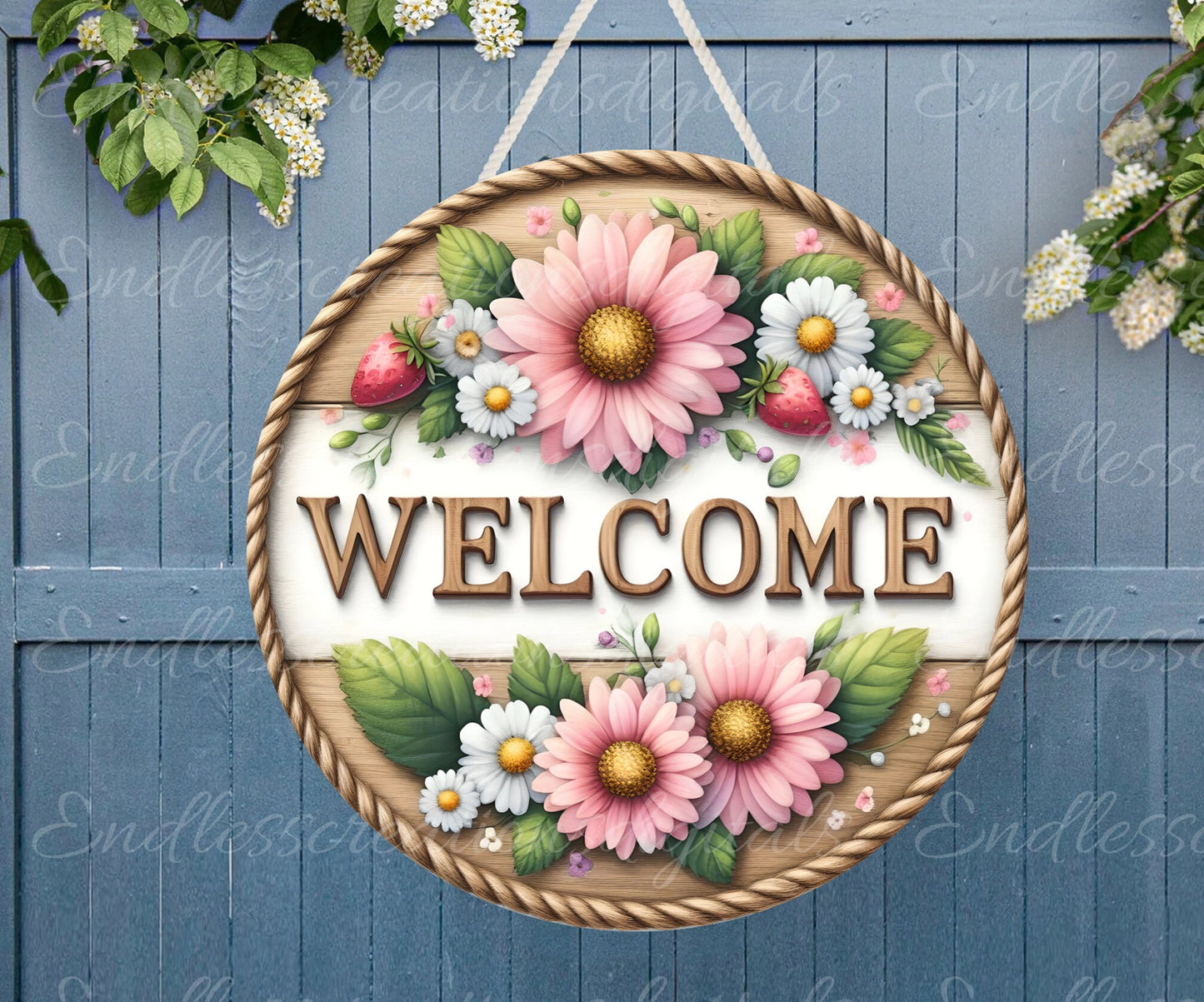 WELCOME DOOR HANGER, wreath sign png, for sublimation high resolution