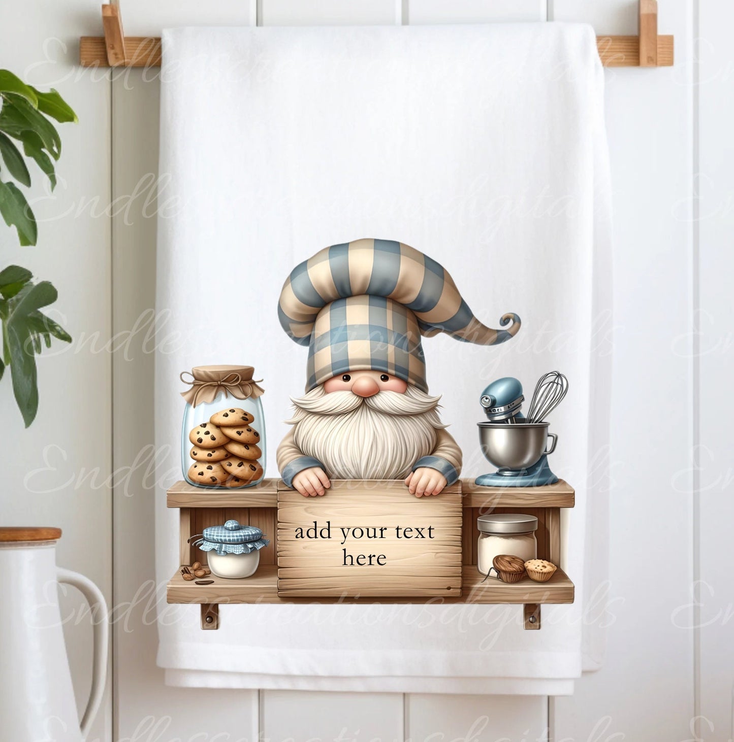 TEA TOWEL GNOME sublimation package of 5 high definition 300png, transparent add your own text
