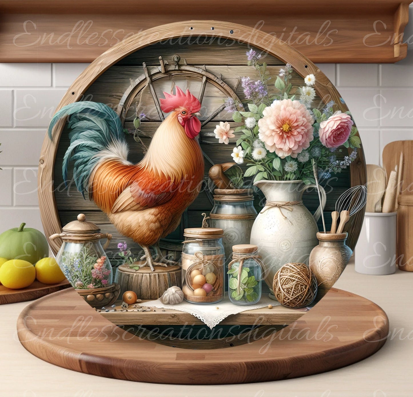ROOSTER ROUND CUTTING board sublimation sublimation high resolution 1 file