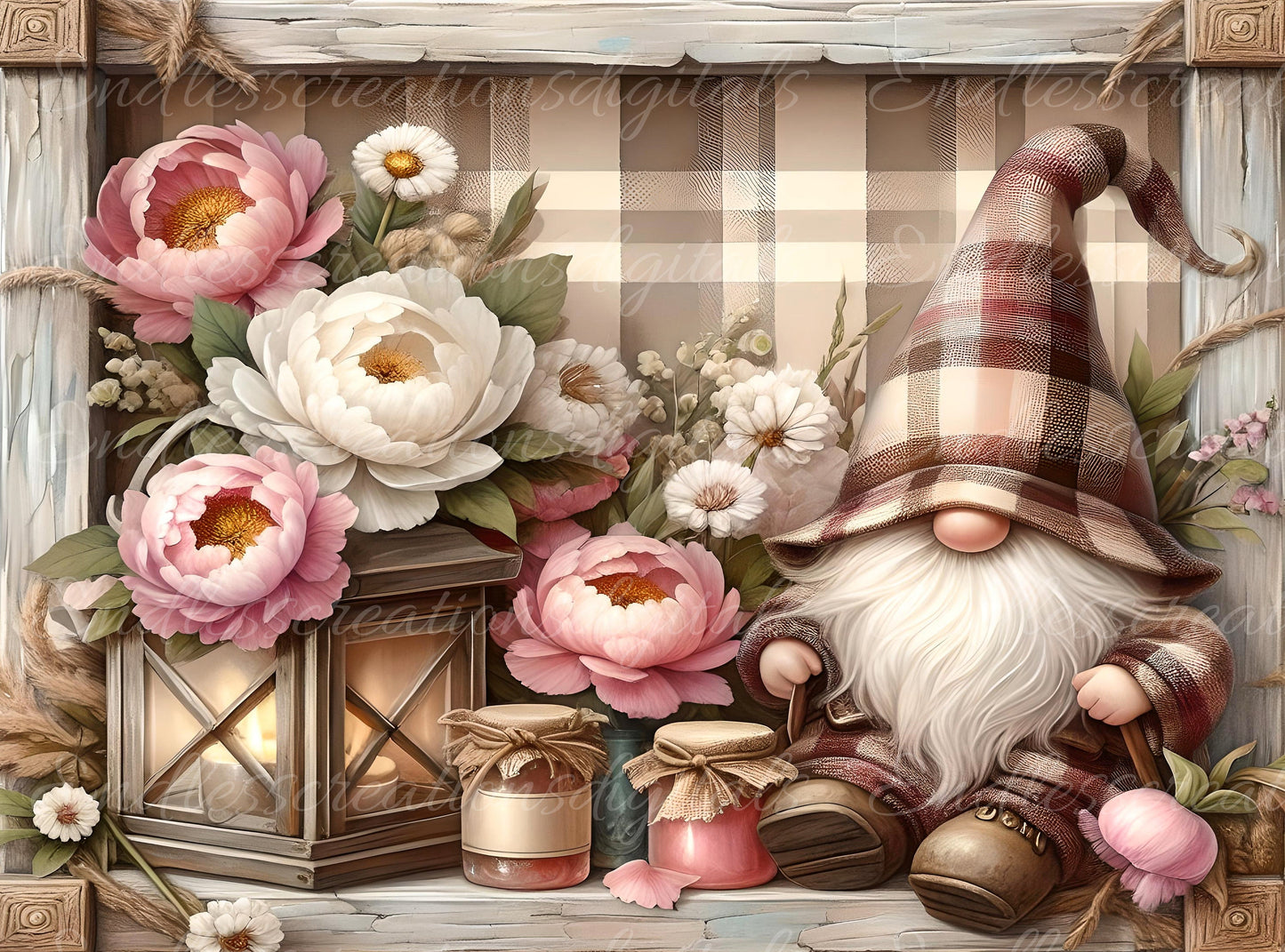 KITCHEN PEONY GNOME cutting board sublimation sublimation high resolution 2 files, 1 add your own text