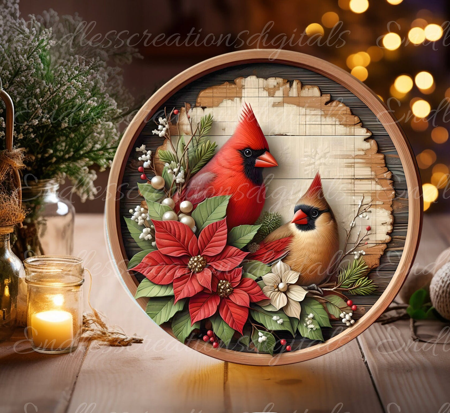 WINTER CARDINALS ROUND