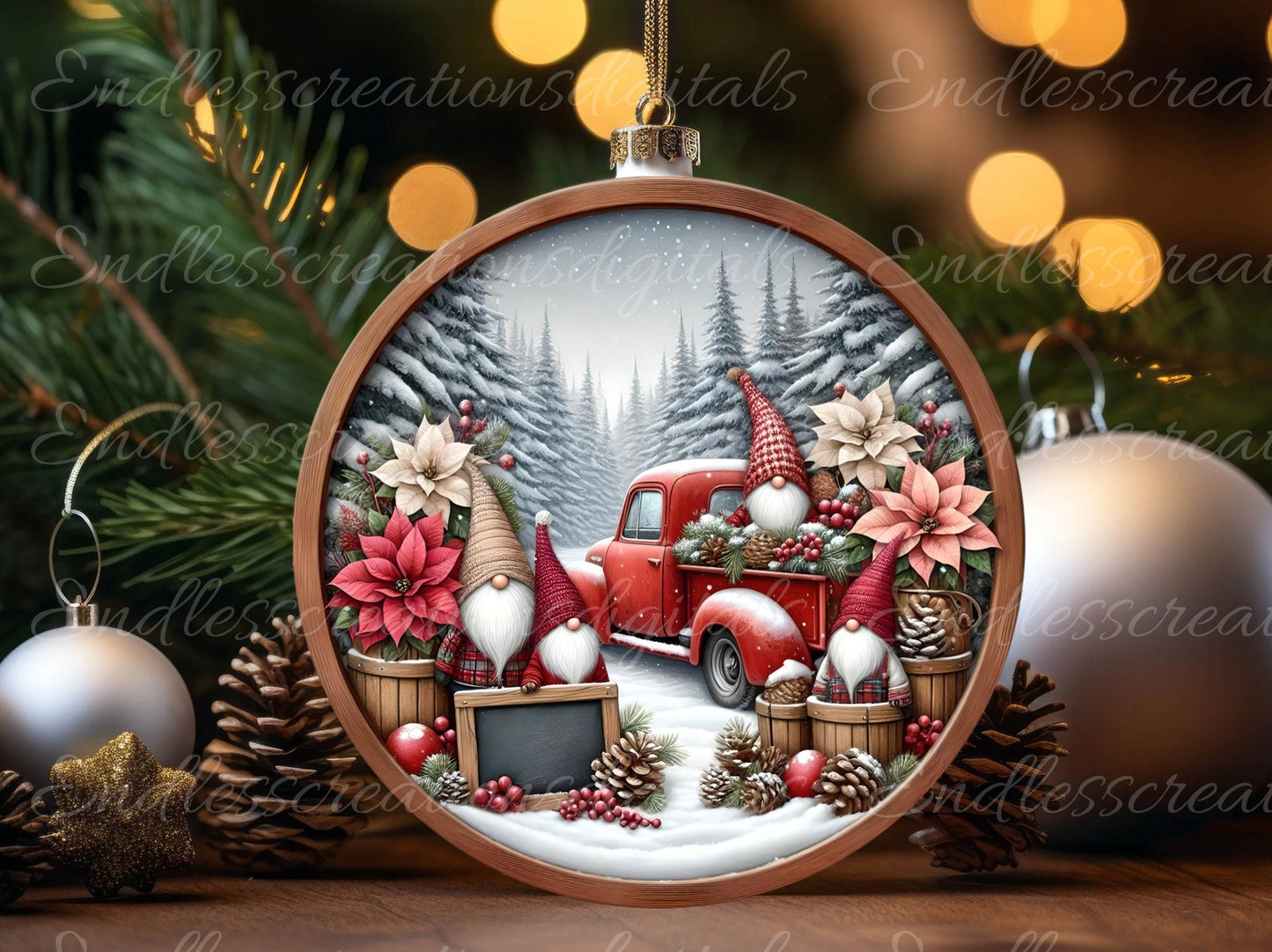 WINTER WONDERLAND GNOMES door hanger, wreath sign, round cutting board, ornament, for sublimation high resolution, 2 files, 1 blank