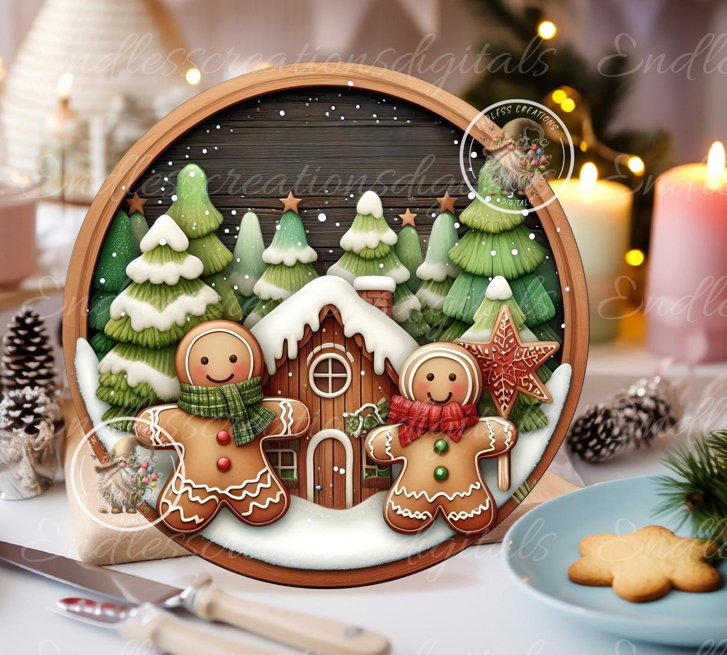 GINGERBREAD COUPLE HOUSE WINTER ROUND