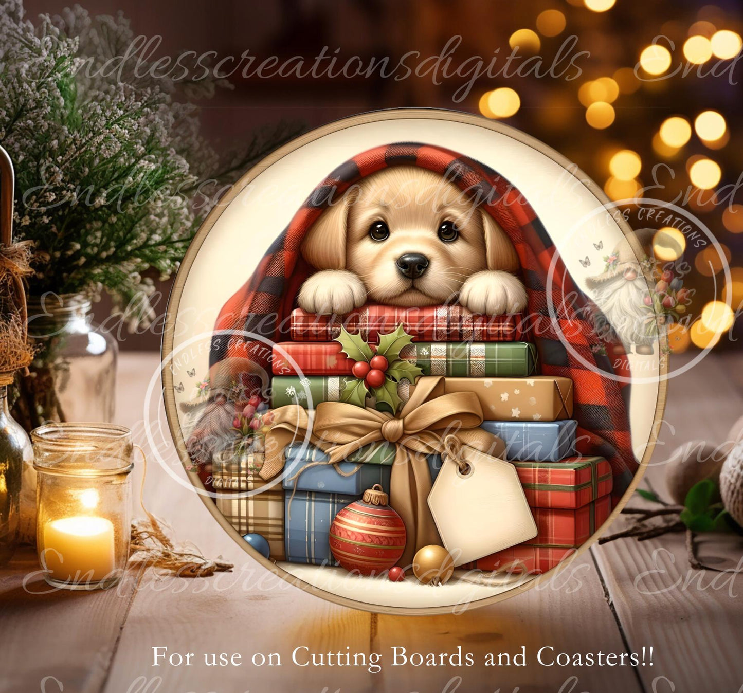 CHRISTMAS PUPPY ORNAMENT.GIFT TAG