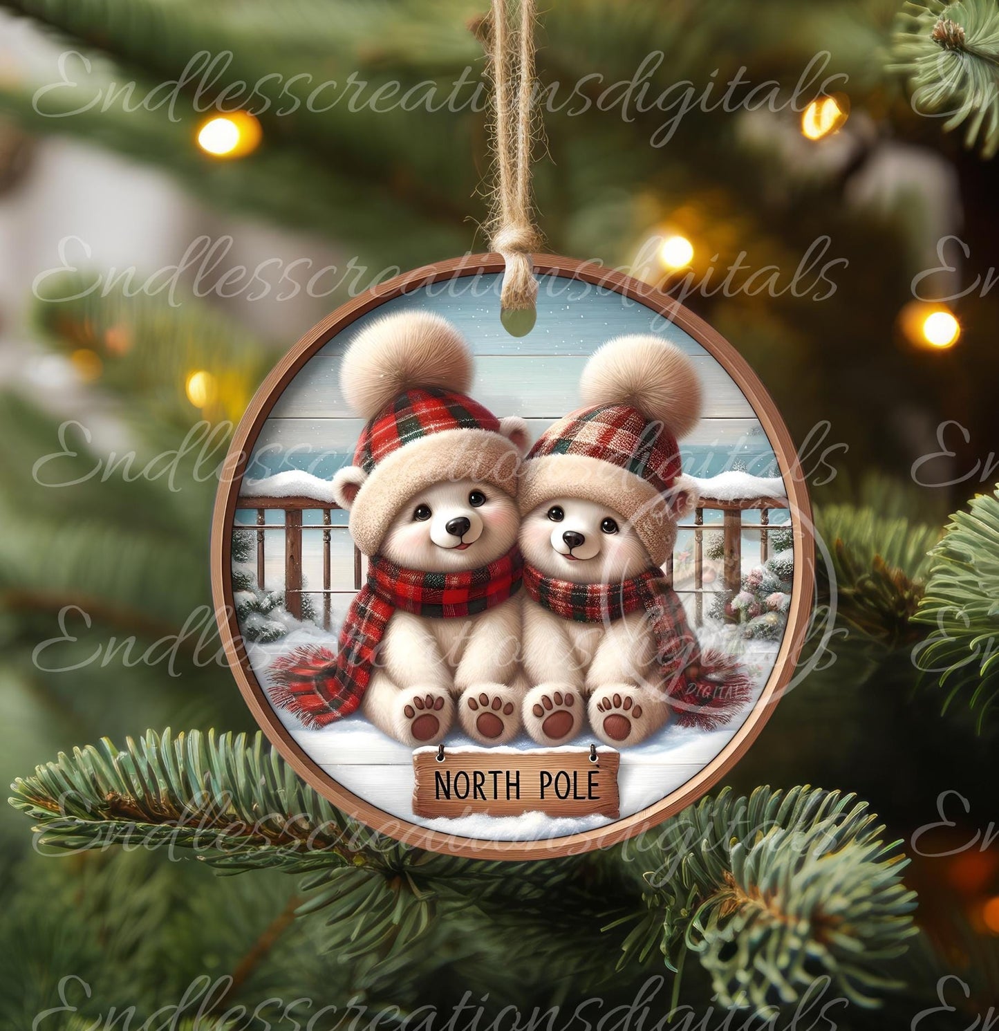 POLAR BEARS ORNAMENT/GIFT TAG/DOOR HANGER