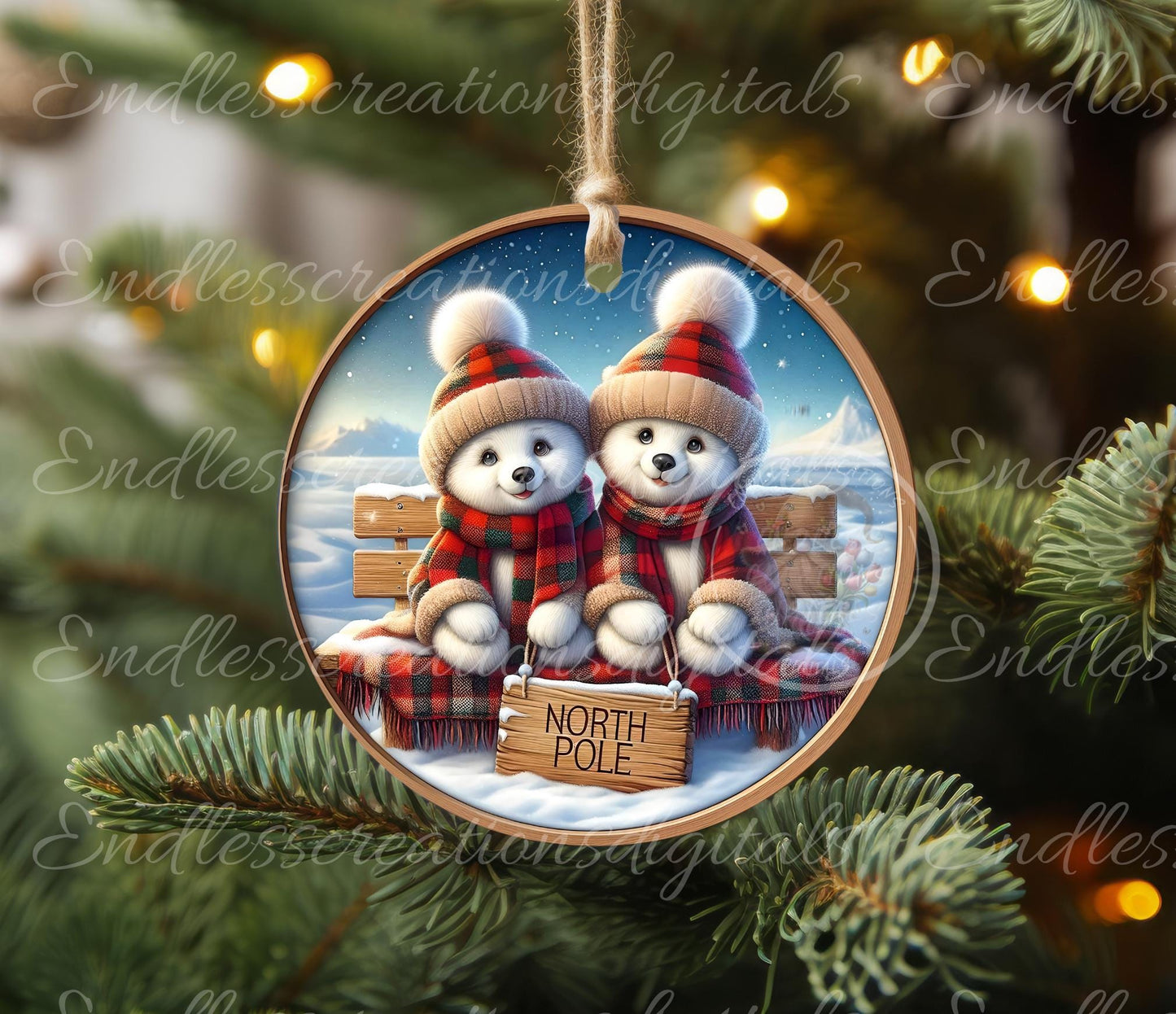 POLAR BEARS WINTER ROUND/ORNAMENT