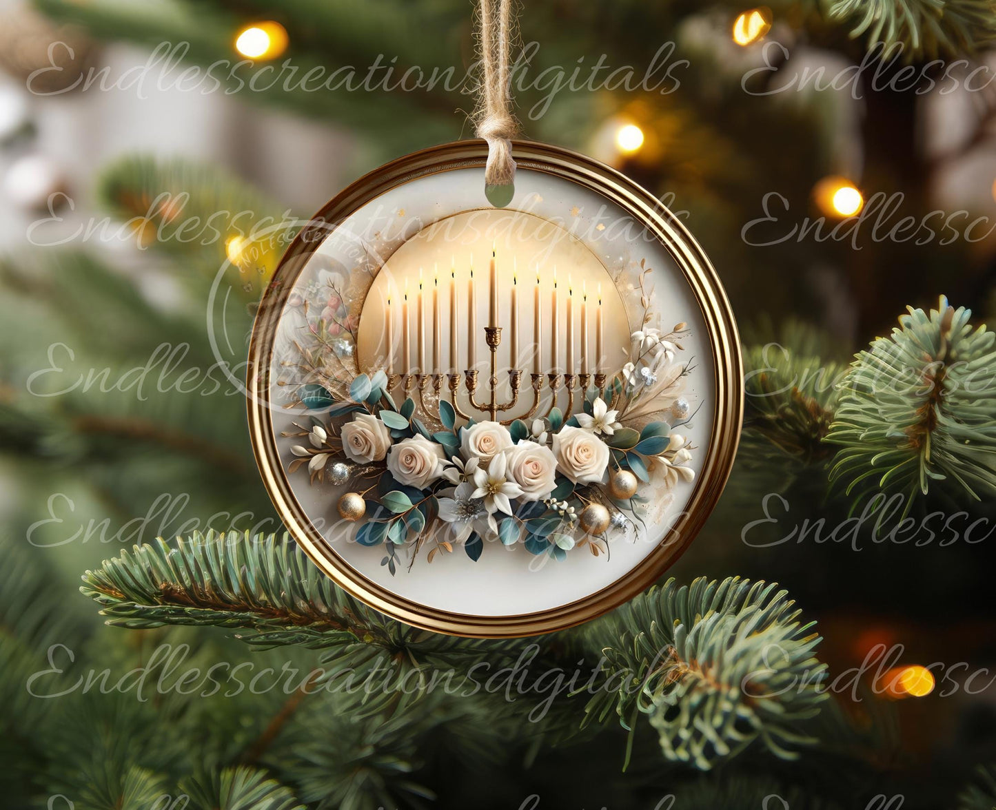HAPPY HANUKKAH ROUND Door Hanger, cutting board, ornament sublimation high resolution 2 files for download 1 add your own text Resize