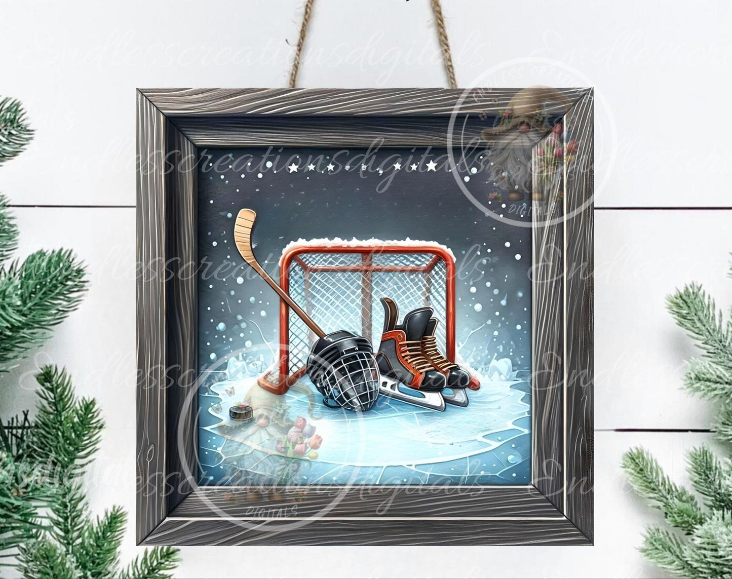 SQUARE HOCKEY DOOR Hanger, wreath sign, png, 300DPI high resolution, 2 files for download, 1 add your own text