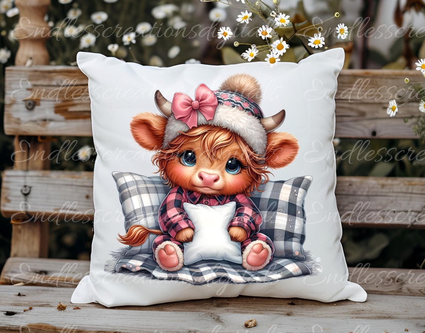 WINTER GIRLY COW Pillow covers, tea towel, mugs, plant pots etc. sublimation 5 high definition 300 Dpi, transparent, add your own text