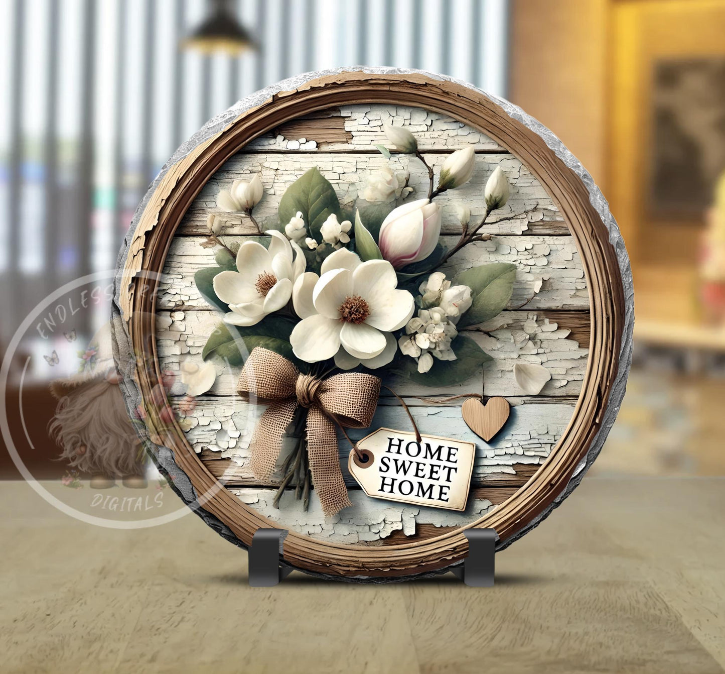 HOME SWEET HOME Spring door hanger keychain, round slate, for sublimation high resolution can be resized, 2 files 1 blank, resize