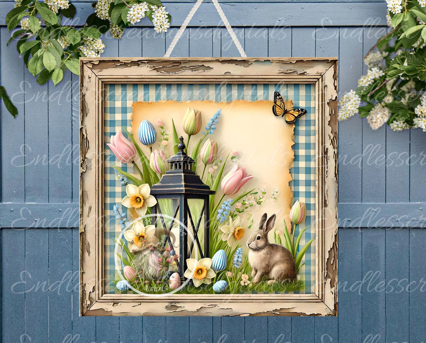 SQUARE HAPPY EASTER BUNNY LANTERN