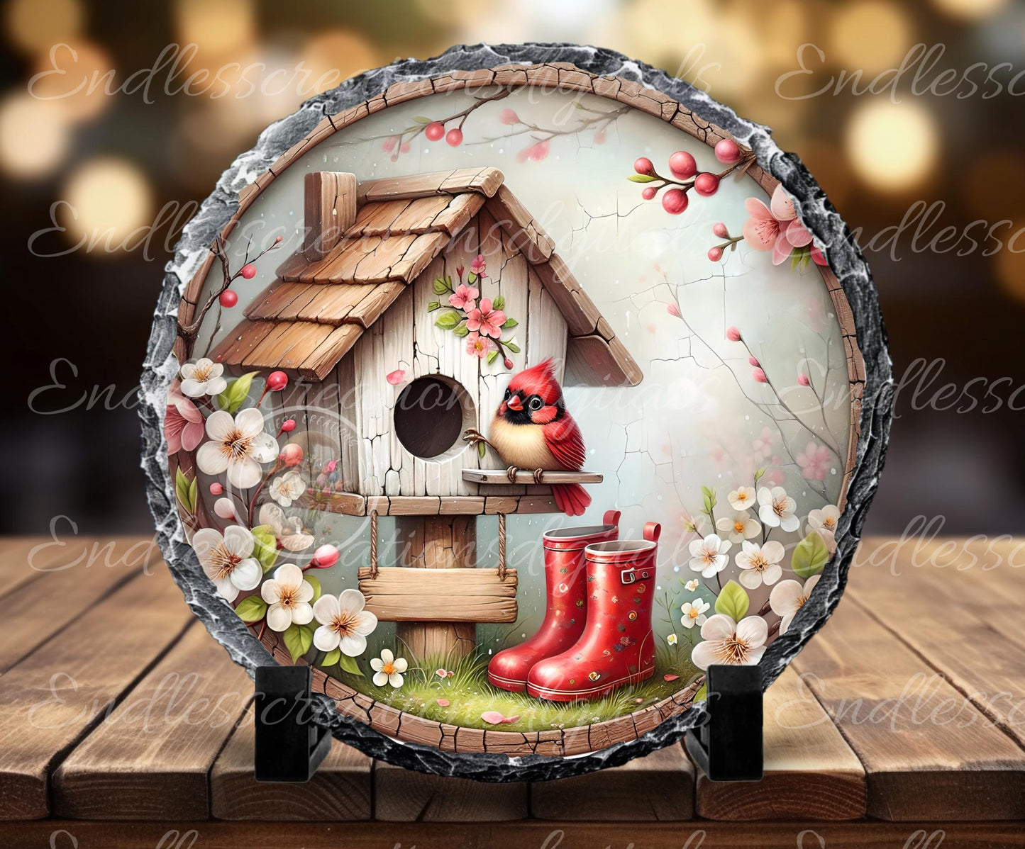 SPRING BABY CARDINAL Wreath Sign, door hanger, Cutting Board, slate for sublimation, 300 dpi 2 files for download 1 add your own text