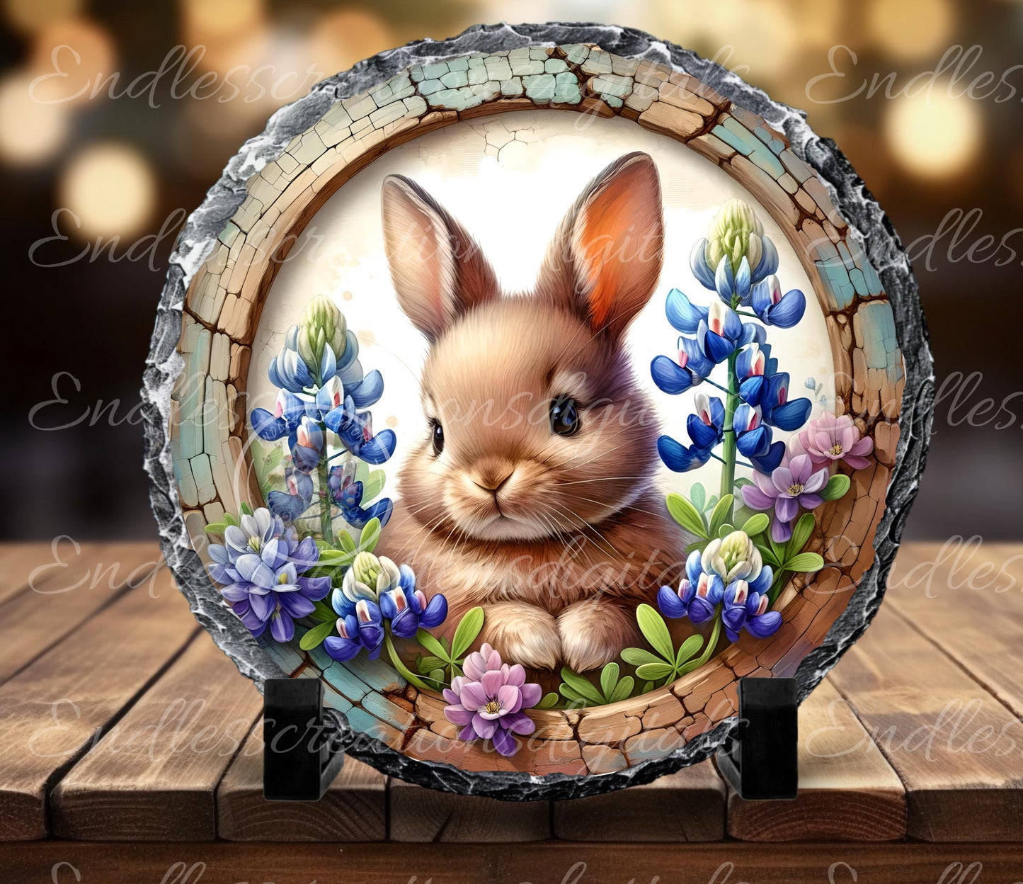 SPRING BABY BUNNY BLUEBONNETS