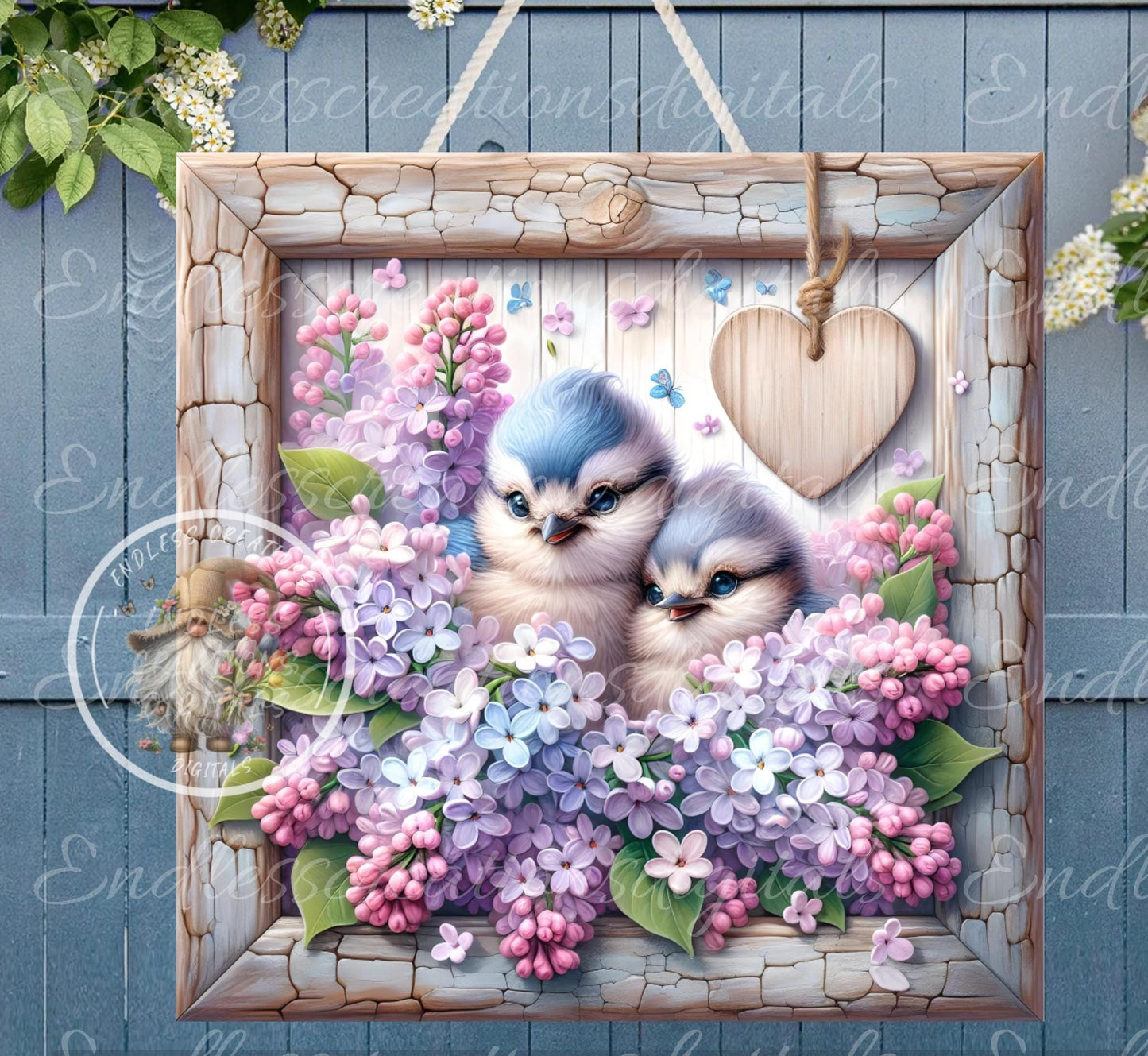 SQUARE SPRING LILACS BABY BLUE JAYS