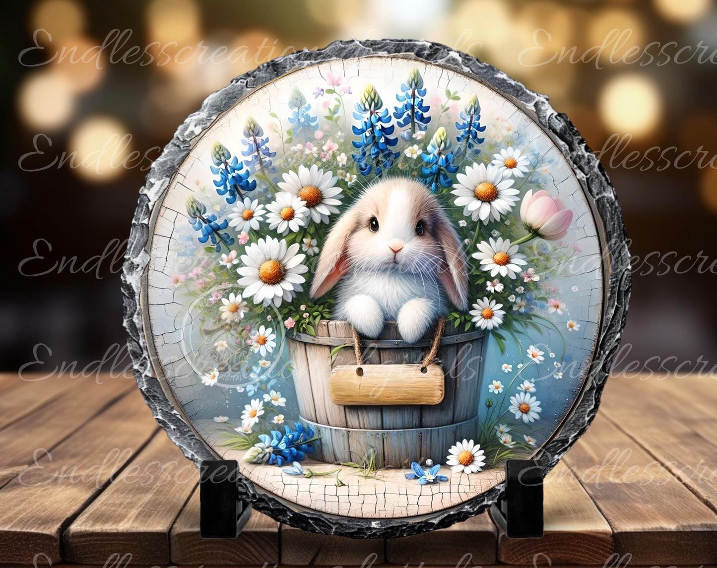 WELCOME SPRING FLORAL BUNNY ROUND
