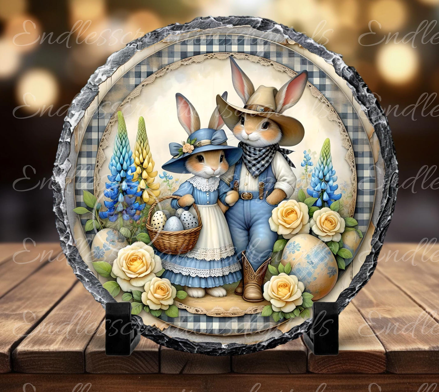 COWBOY BUNNY COUPLE Farmhouse Style