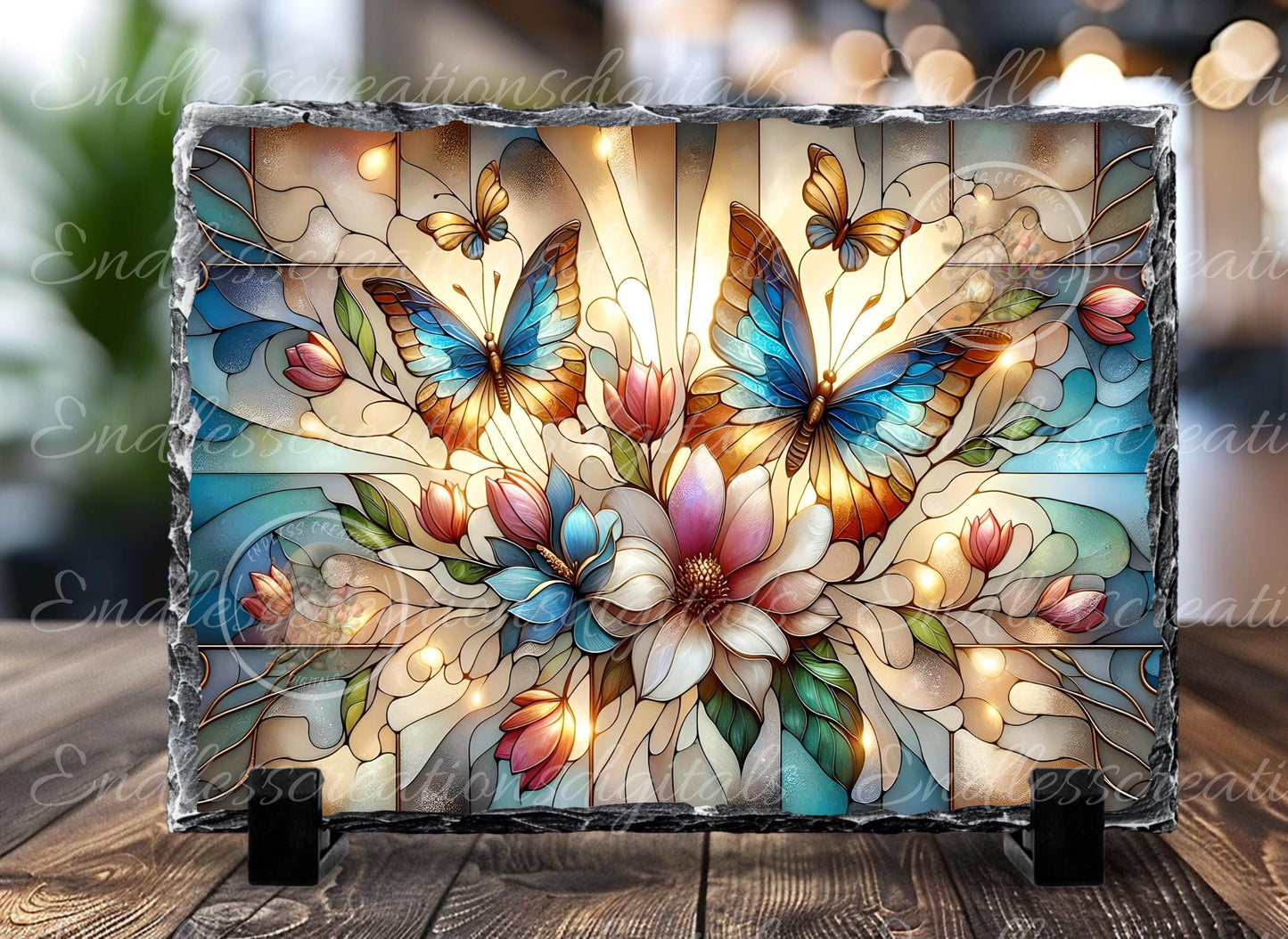 STAINED GLASS LOOK BUTTERFLIES AND FLORALS