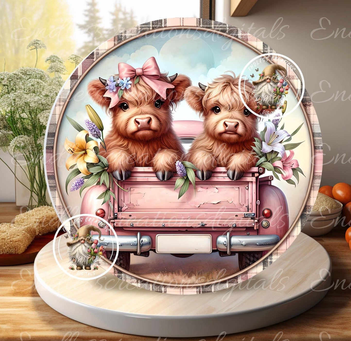 PINK SPRING TRUCK With Baby Highlands