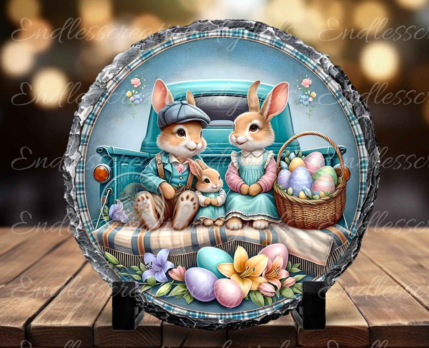 EASTER BLUE TRUCK Bunny Family