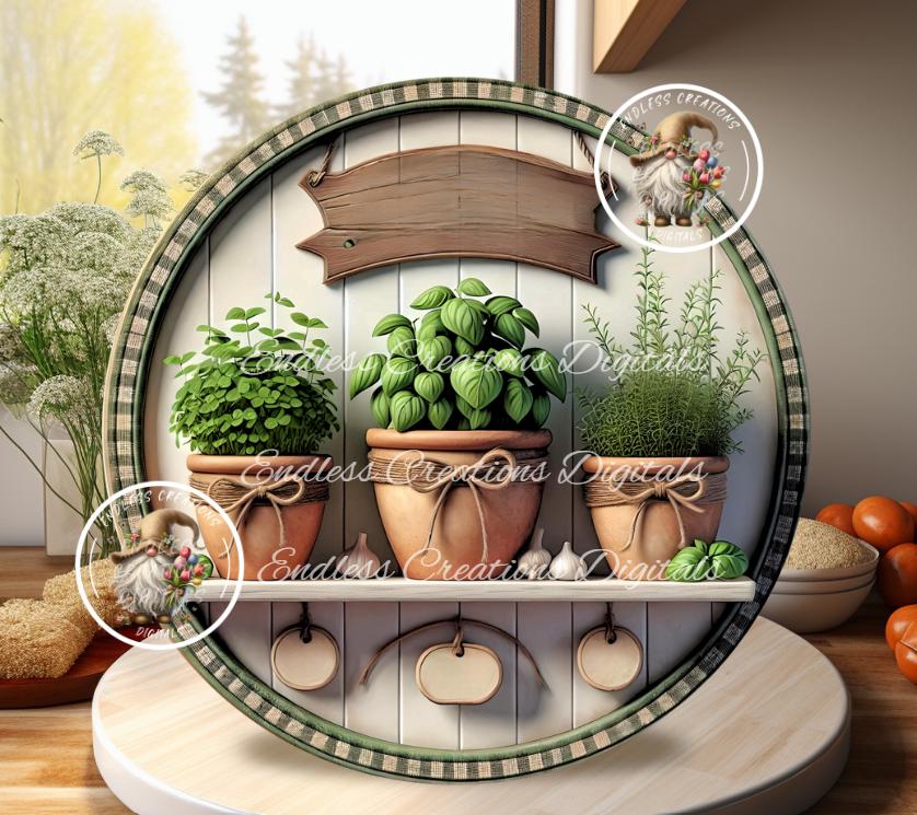 MOM'S KITCHEN ROUND HERB CLAY POT'S MOTHERS DAY