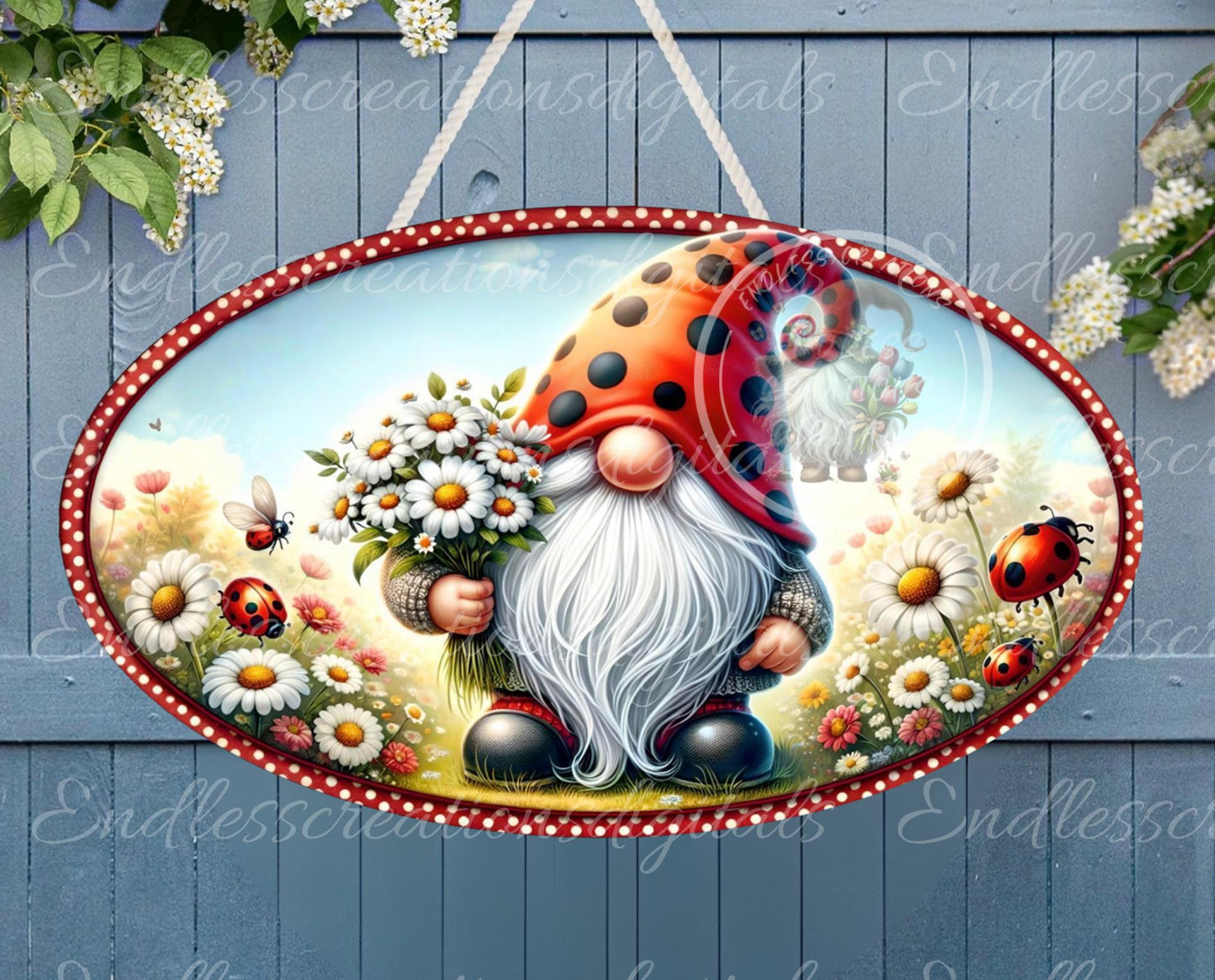 WELCOME LADYBUG GNOME OVAL DIGITAL