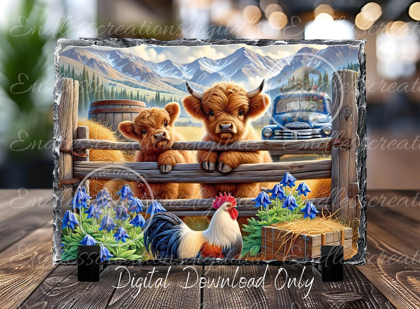 HIGHLAND COW/ROOSTER RECTANGLE
