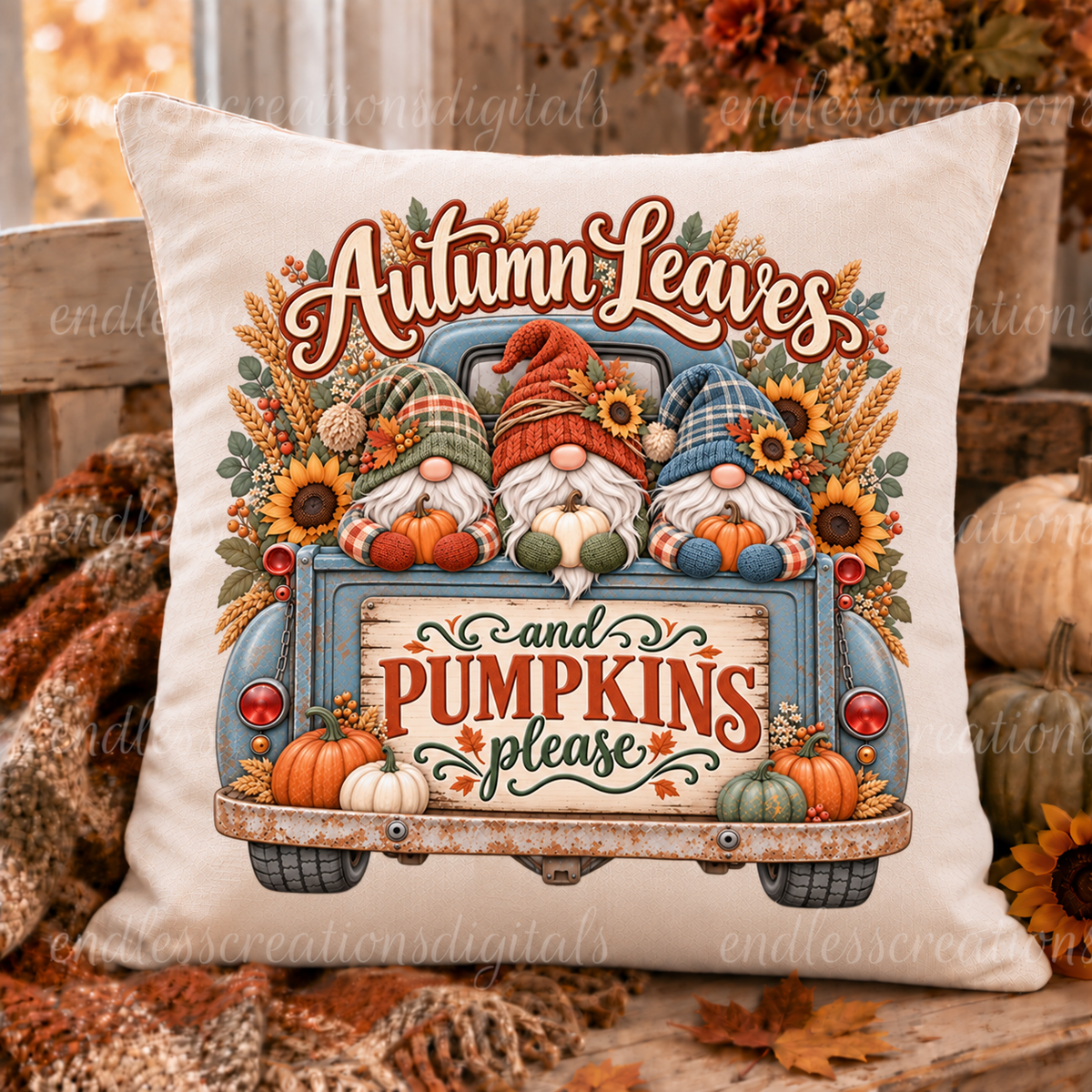AUTUMN LEAVES GNOMES TRUCK TRANSPARENCY