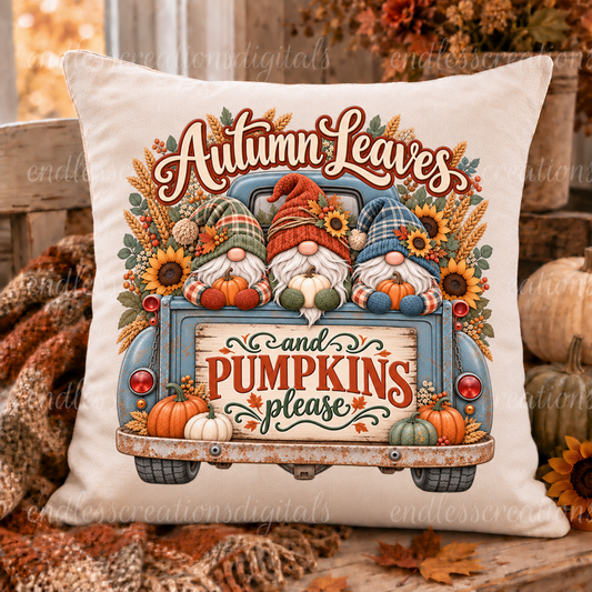 AUTUMN LEAVES GNOMES TRUCK TRANSPARENCY
