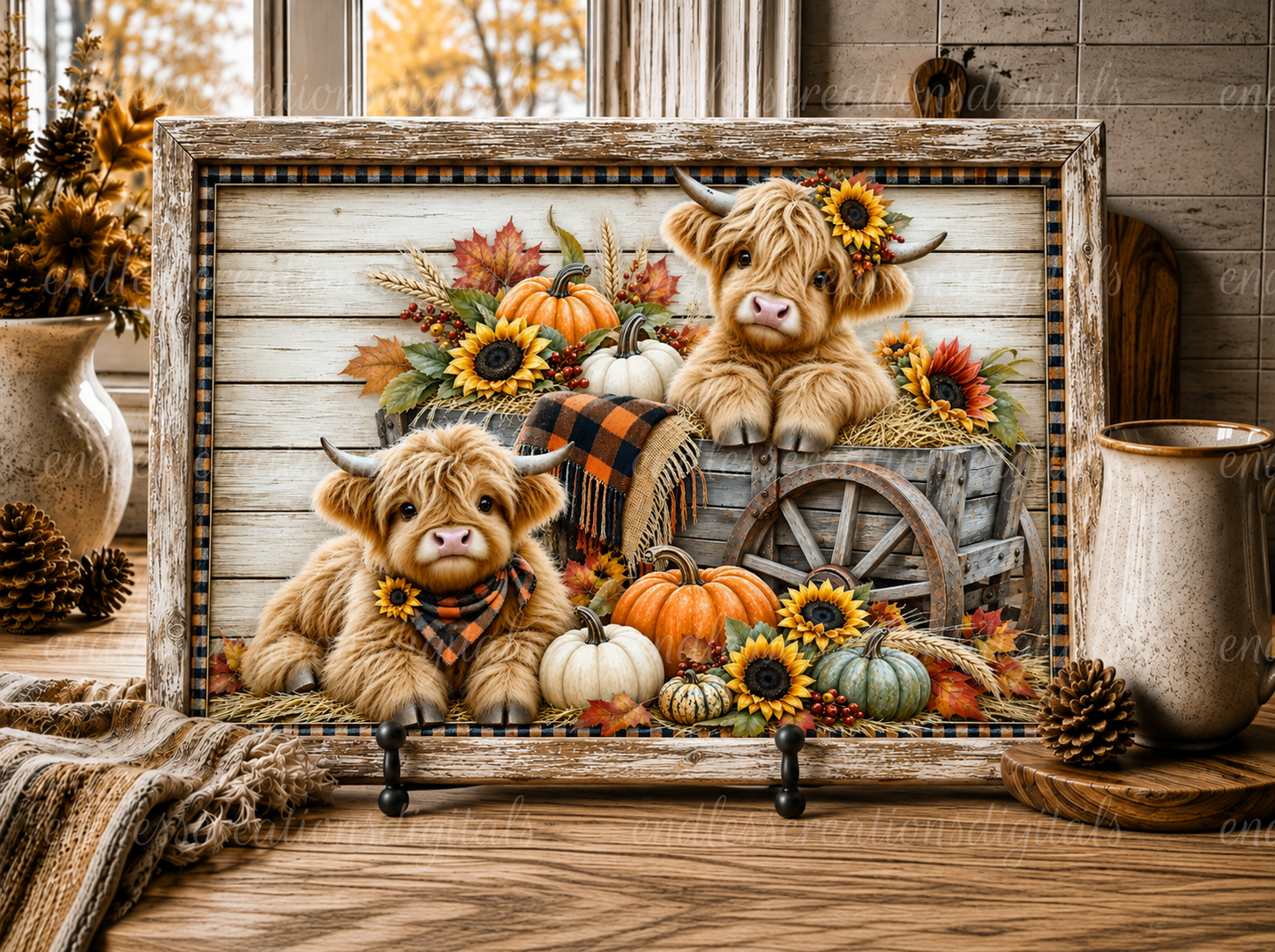 FALL HIGHLAND COWS CUTTING BOARD DESIGN