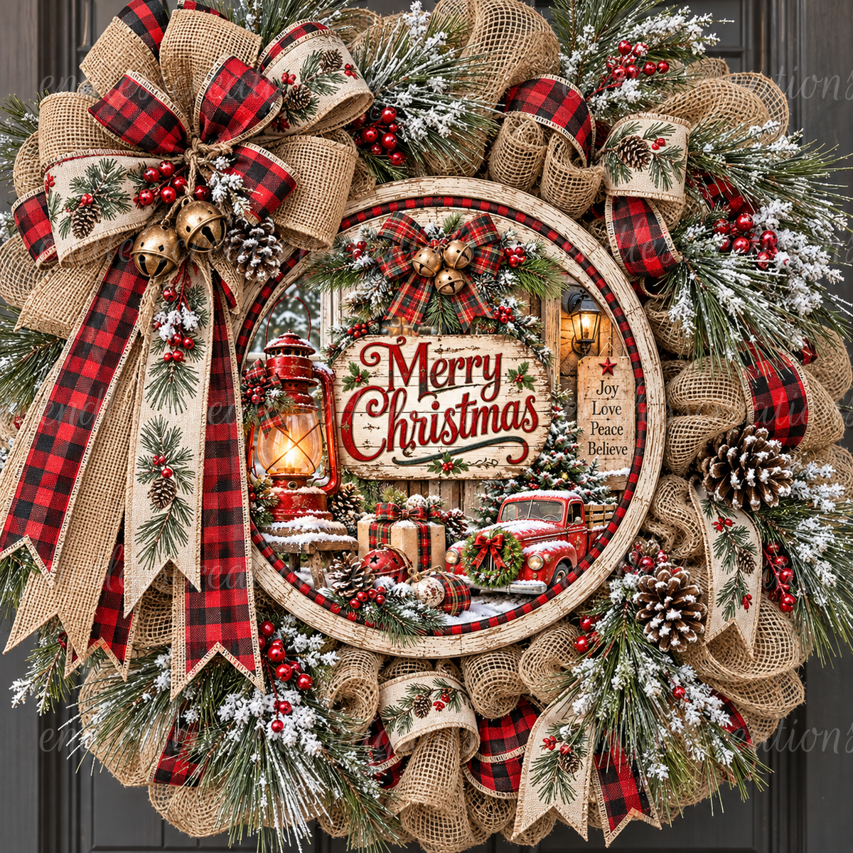 FARMHOUSE MERRY CHRISTMAS ROUND ONLY