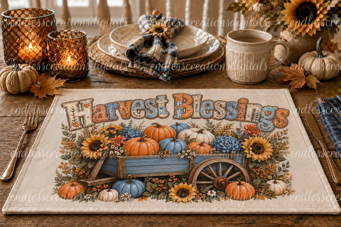 BLUE/ORANGE FALL HARVEST BUNDLE OF 6