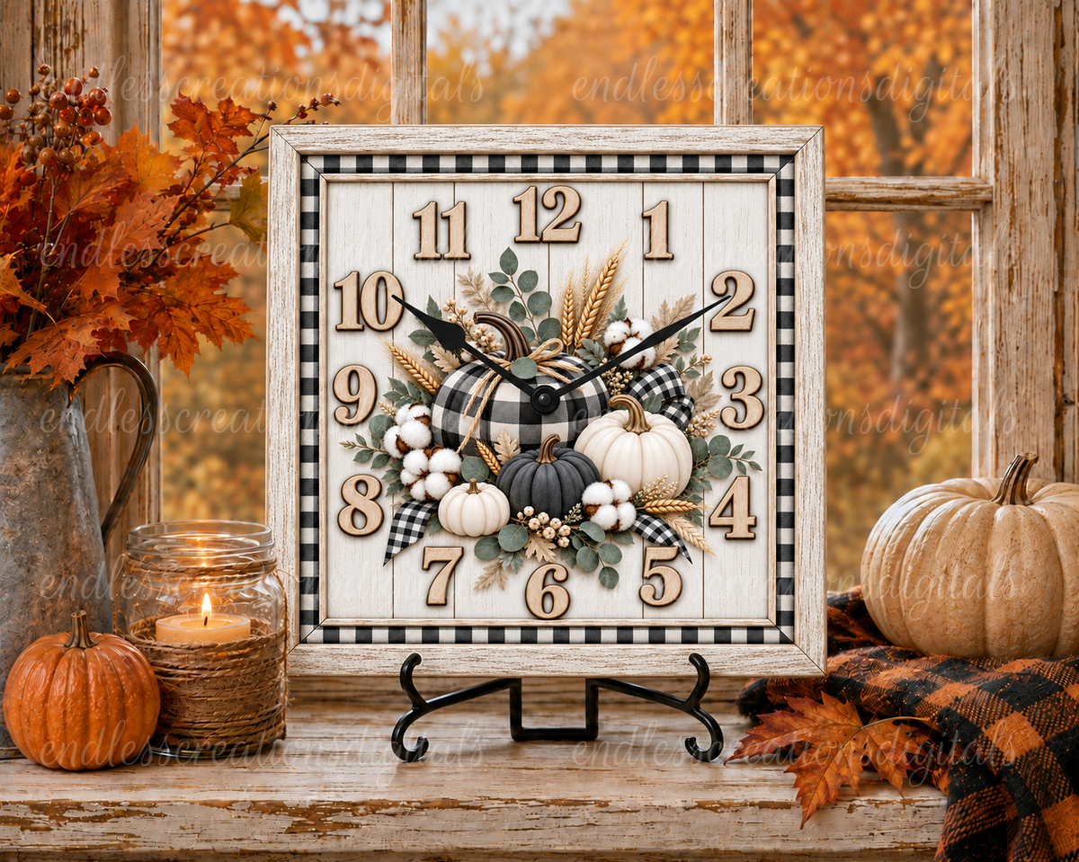 FARMHOUSE STYLE FALL SQUARE CLOCK DESIGN