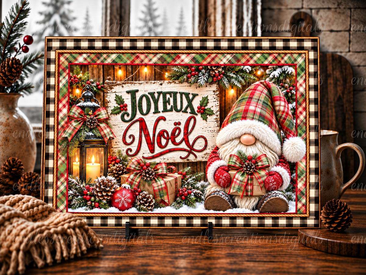 MERRY CHRISTMAS GNOME FRENCH BUNDLE OF 3