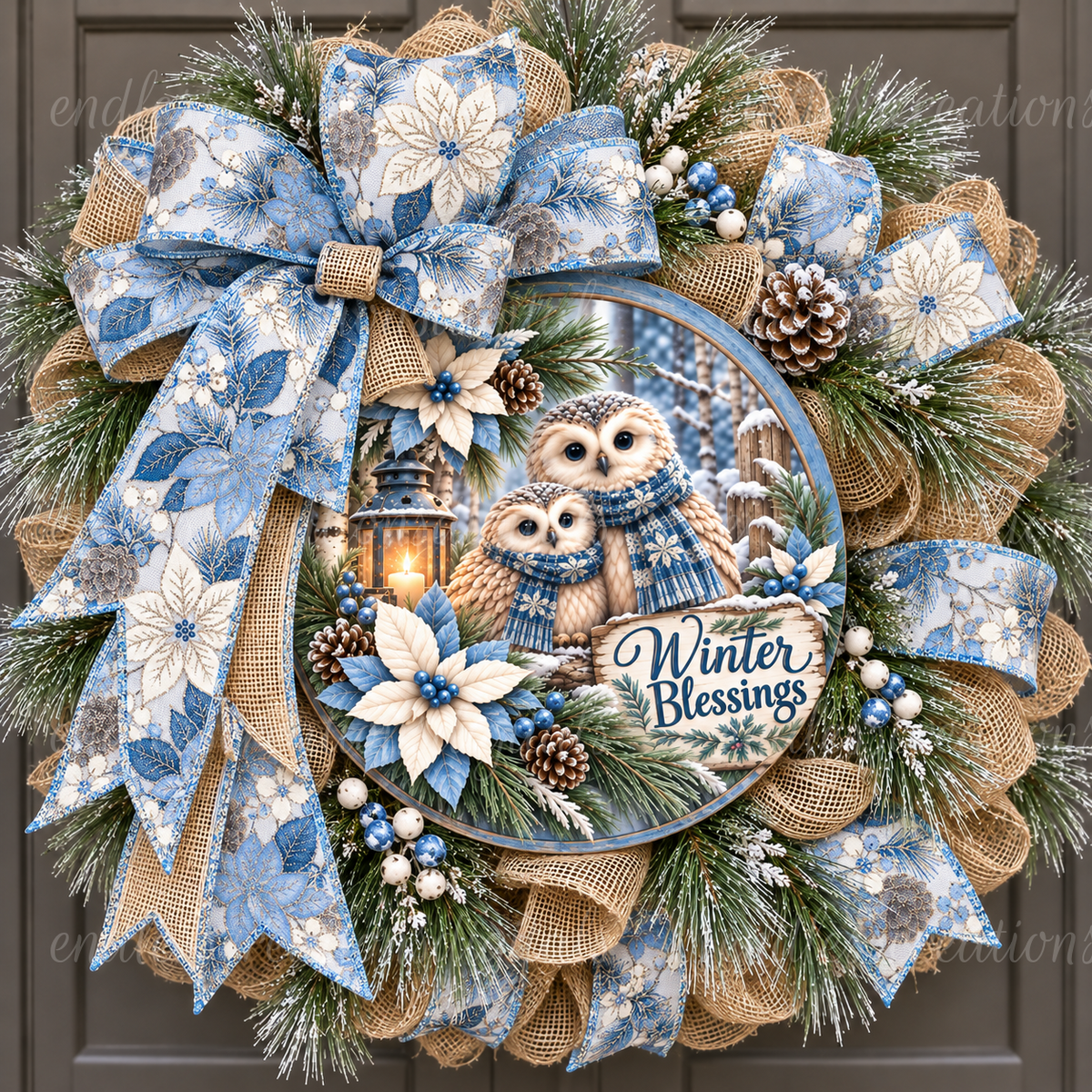 WINTER BLESSINGS OWLS ROUND ONLY
