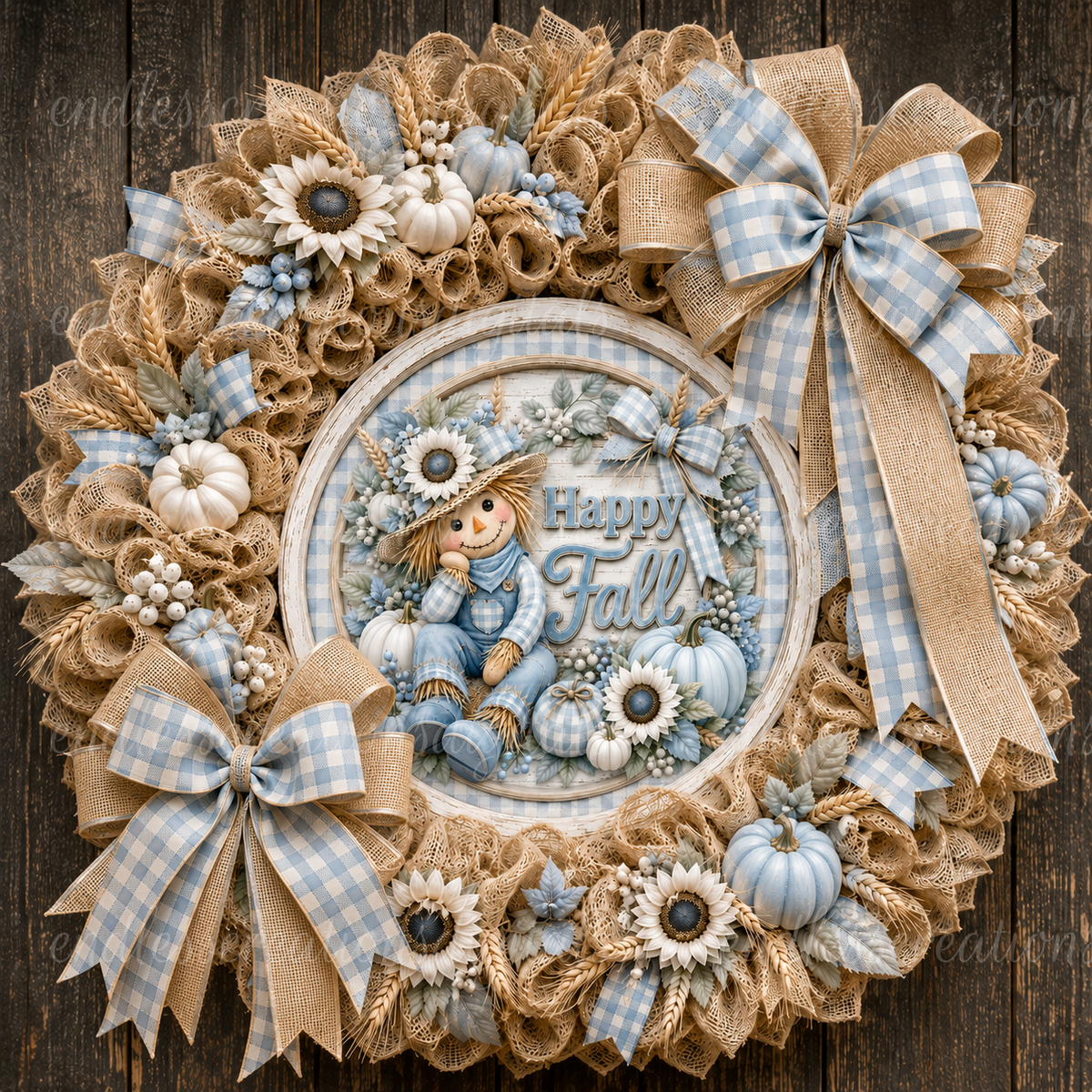 BLUE HELLO FALL SCARECROW ROUND