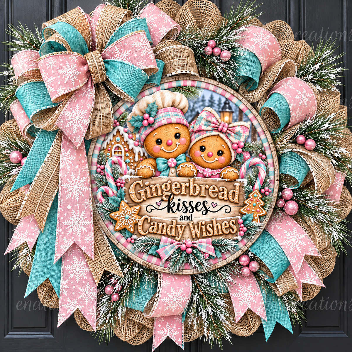 GINGERBREAD KISSES PINK/TURQUOISE ROUND ONLY