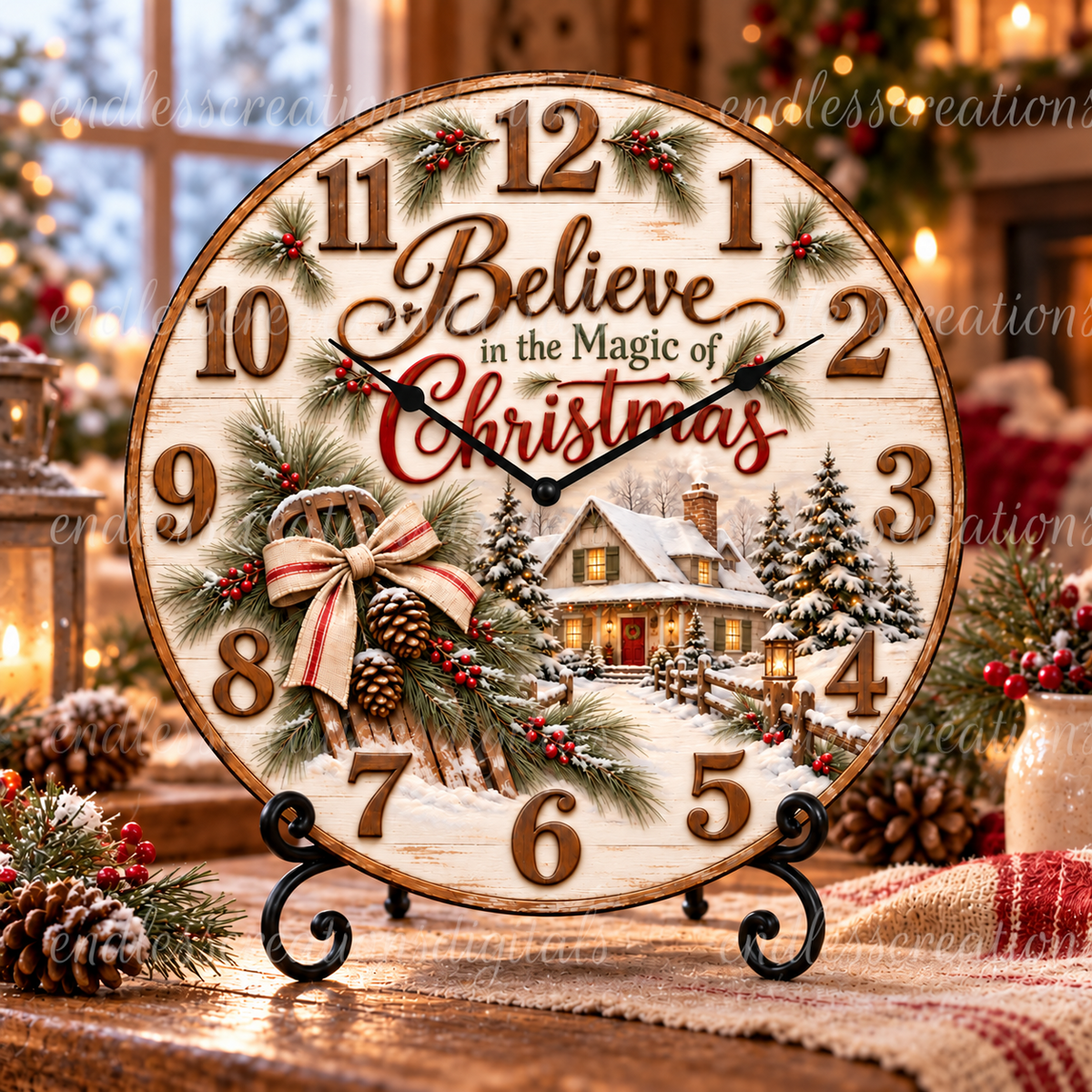 BELIEVE IN THE MAGIC OF CHRISTMAS CLOCK DESIGN