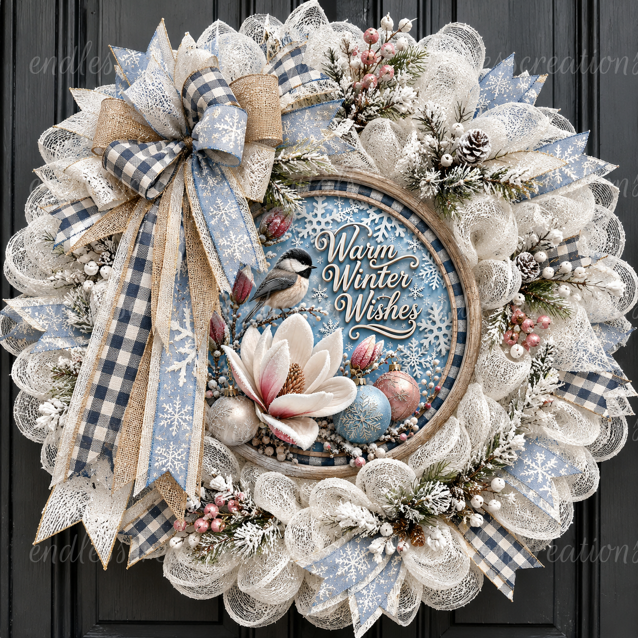 WINTER WISHES CHICKADEE ROUND ONLY