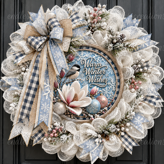 WINTER WISHES CHICKADEE ROUND ONLY
