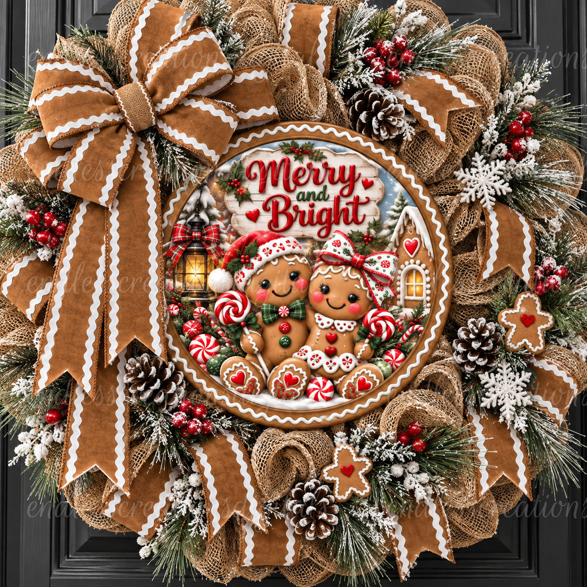 MERRY AND BRIGHT GINGERBREAD ROUND ONLY
