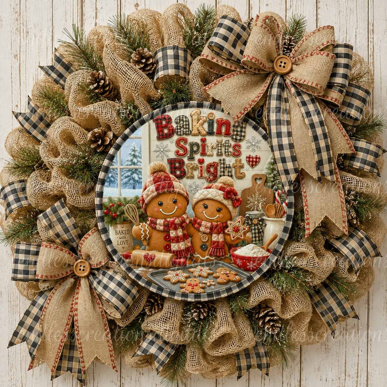 BAKING GINGERBREAD COUPLE ROUND