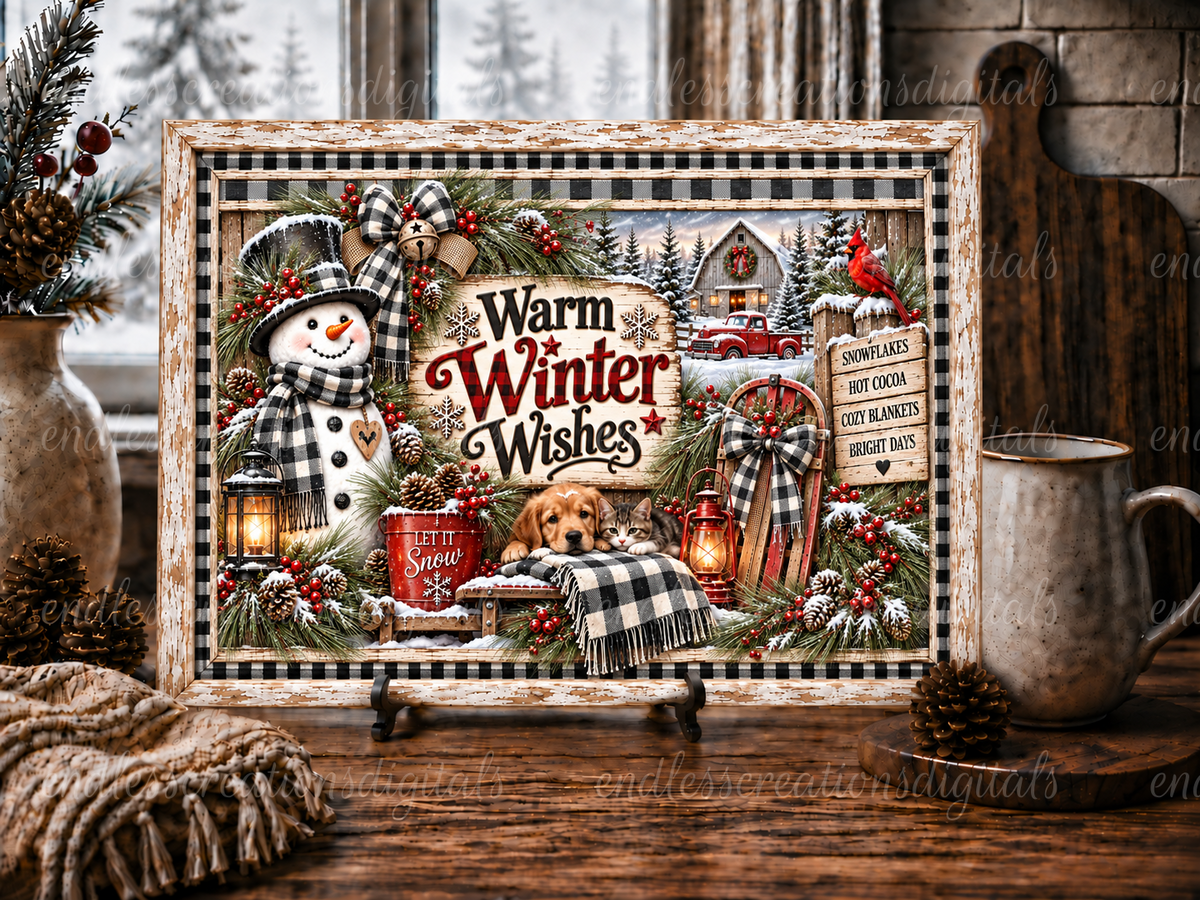 WARM WINTER WISHES CUTTING BOARD/SLATE DESIGN