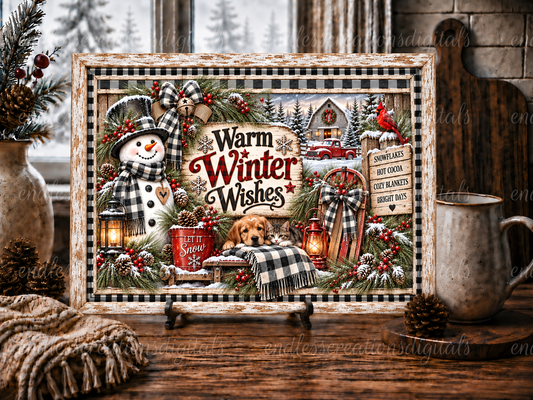 WARM WINTER WISHES CUTTING BOARD/SLATE DESIGN