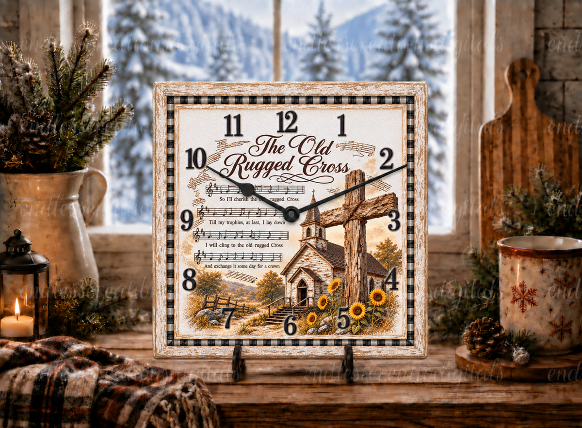 RUGGED CROSS SQUARE CLOCK DESIGN